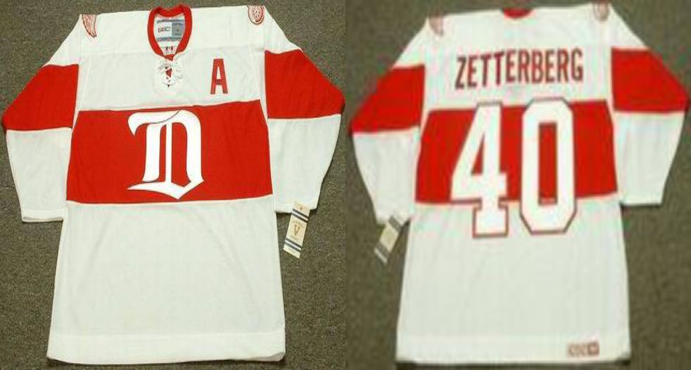 2019 Men Detroit Red Wings 40 Zetterberg White CCM NHL jerseys